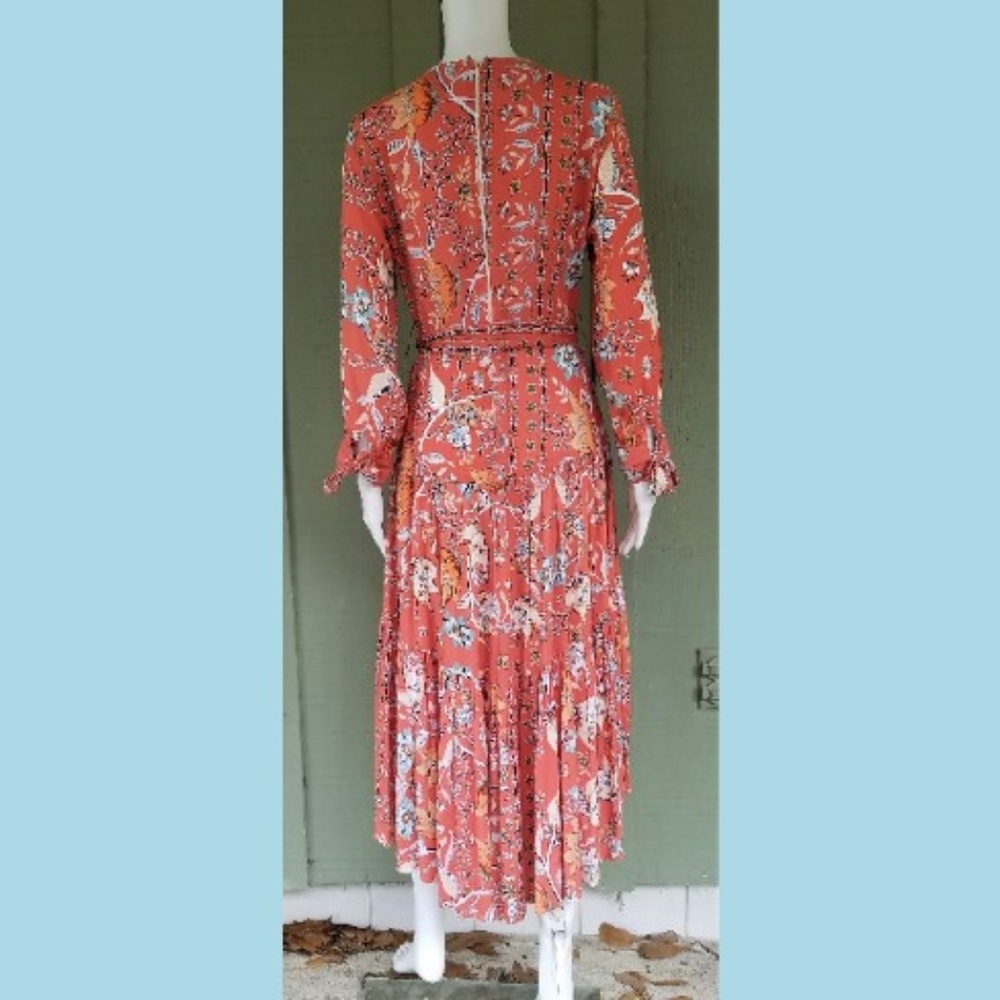 New JAASE Coral Floral Hi Low Hem Dress S - Picture 4 of 5